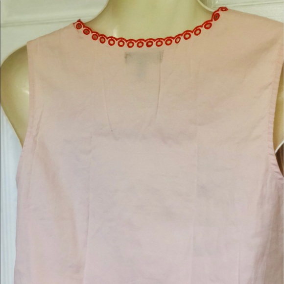 J crew sleeveless cotton tank blushpink coral trim - Picture 5 of 8